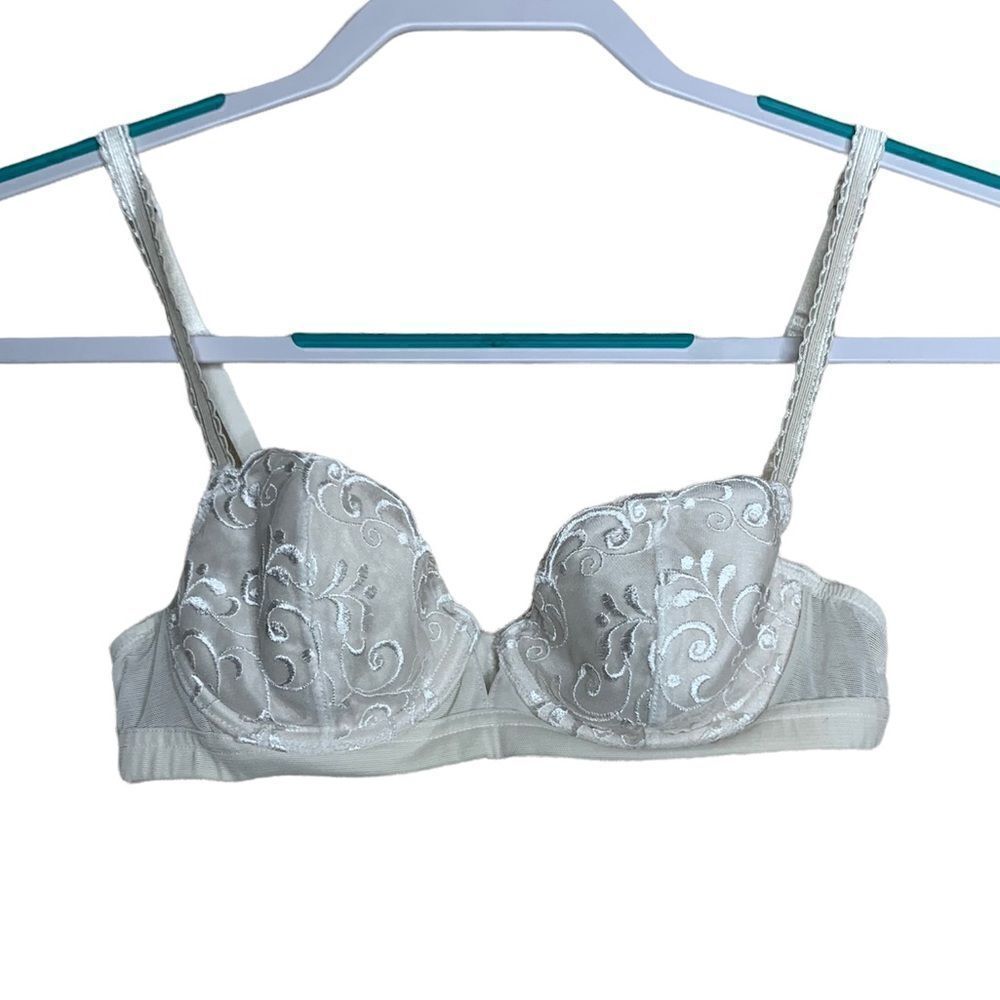 VS vintage mesh embroidered bra ivory‎